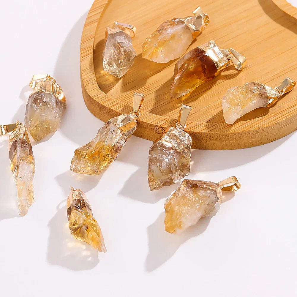 Natural Raw Citrine Healing Crystal Pendant