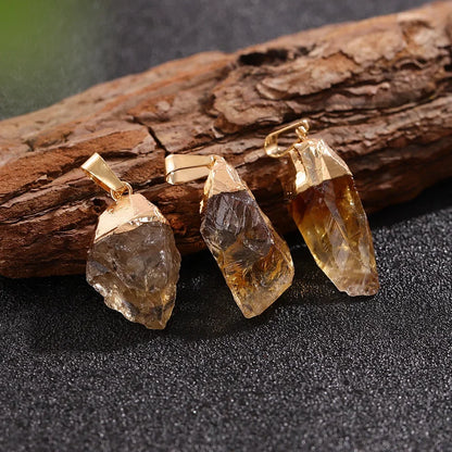 Natural Raw Citrine Healing Crystal Pendant