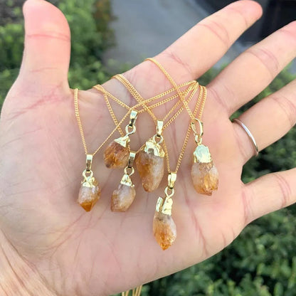 Natural Raw Citrine Healing Crystal Pendant